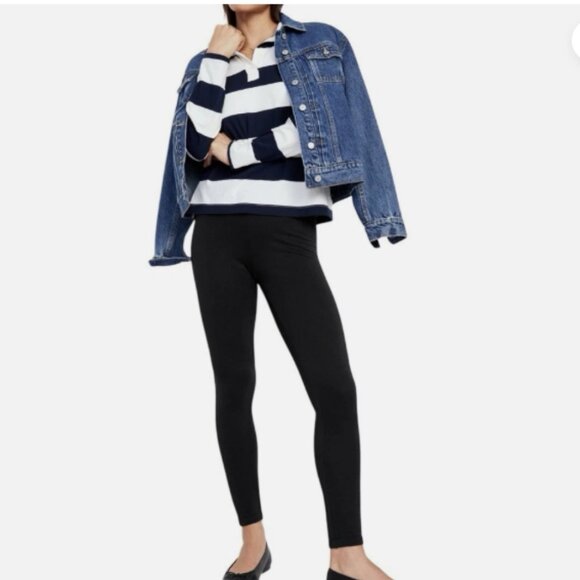 NEW Old Navy Blackjack Black High Waisted Fleece Lined Fashion Layering Legging - Picture 1 of 15